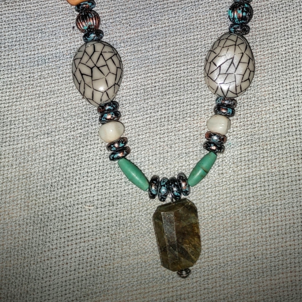 Laboraidote Necklace Natural Gemstone Metal Free  Handmade Mens Jewlery